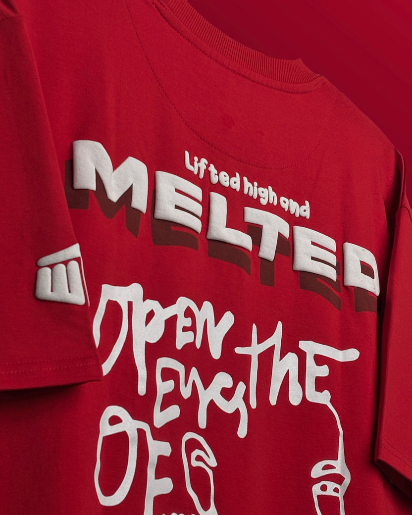 Melted Heavyweight Red Oversized T-shirt