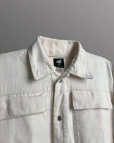 Cream Stitched Denim Overshirt