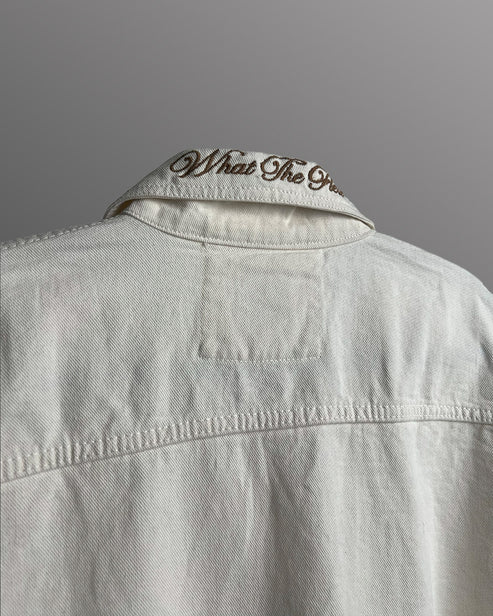Cream Stitched Denim Overshirt