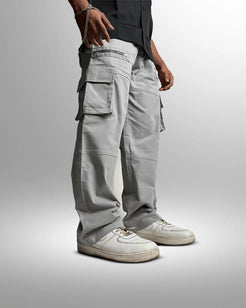 Zipper Ice Grey Cargo Pants