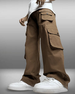 Brown Pocket Cargo Pants