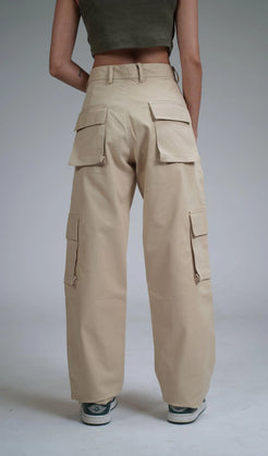 Solid Beige Unisex Cargo
